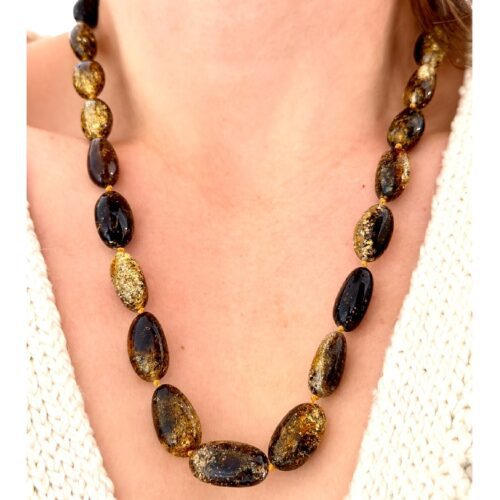 NASZYJNIK z CERTYFIKOWANYM BURSZTYNEM Ręcznie Wykonany ŚLICZNY PIĘKNY