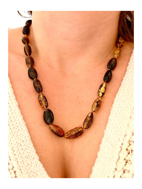 NASZYJNIK z CERTYFIKOWANYM BURSZTYNEM Ręcznie Wykonany ŚLICZNY PIĘKNY