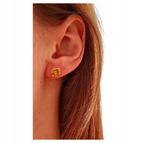 KOLCZYKI ZŁOTE z CERTYFIKOWANYM BURSZTYNEM Srebro Pozłacane 925 ŚLICZNE