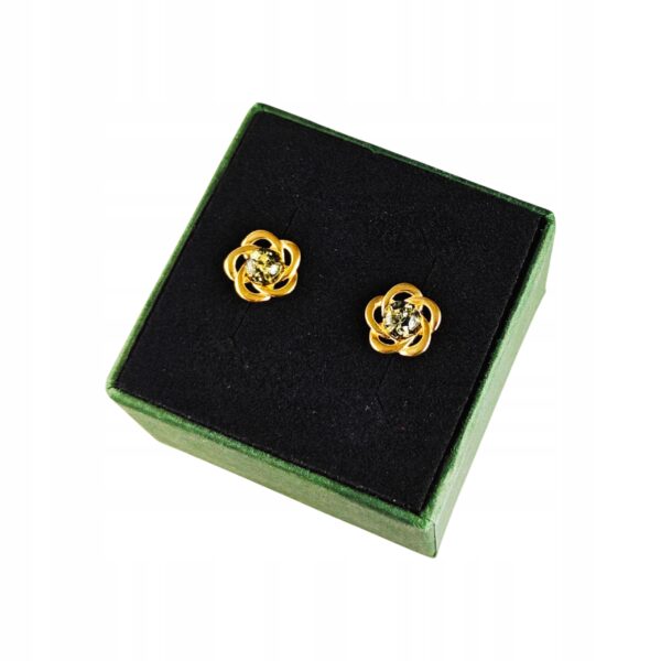 Kolczyki srebrne pozłacane z bursztynem