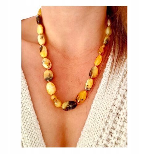 NASZYJNIK z CERTYFIKOWANYM BURSZTYNEM Ręcznie Wykonany ŚLICZNY PIĘKNY