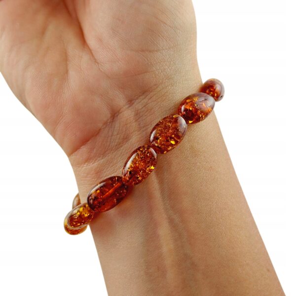 Bransoletka z certyfikowanym bursztynem - bursztyn szlifowany - Bransoletka na gumce