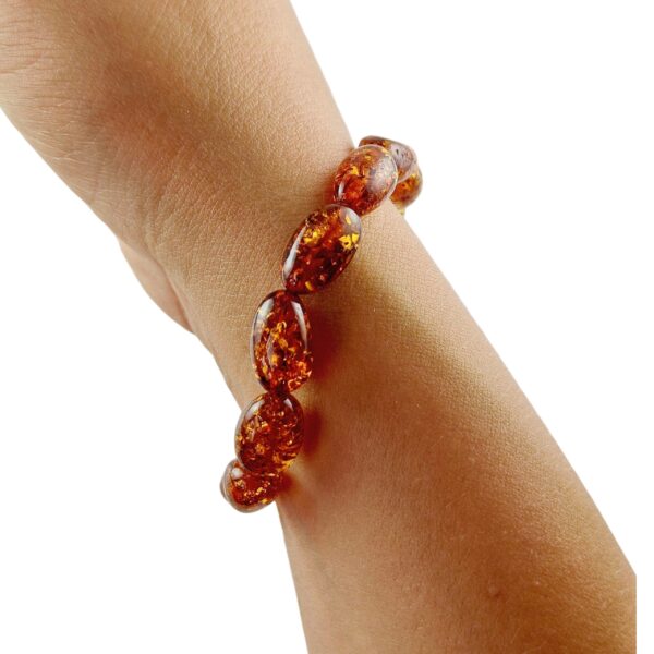 Bransoletka z certyfikowanym bursztynem - bursztyn szlifowany - Bransoletka na gumce