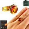 bb657118d7e2cf0547d87a1d70915a04.jpg PIERŚCIONEK ZŁOTY MODNY z Bursztynem SREBRO 925 Pozłacane Regulowany PIĘKNY