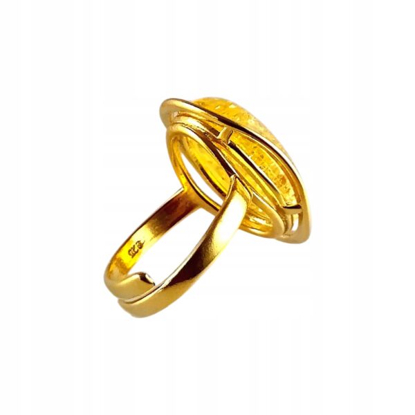 bc7d4ce291e11950a07982fd5a69eb5b.jpg ZŁOTY PIERŚCIONEK z CERTYFIKOWANYM Bursztynem SREBRO Pozłacane Regulowany