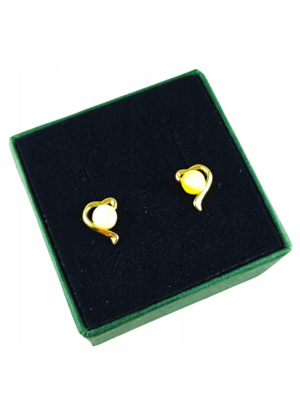 bcceefc14e5ce310b5963ac1f2f7b287.jpg Kolczyki srebrne pozłacane serduszka z bursztynem