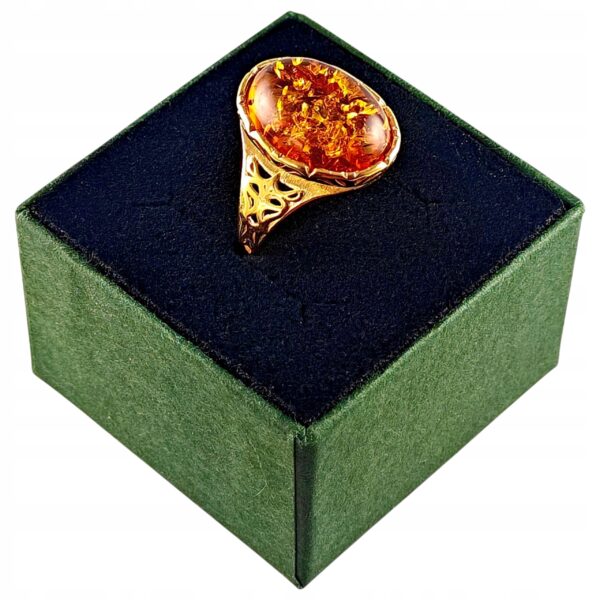 c2c3226fecc18e764c8e849f2652e0f7.jpg PIERŚCIONEK ZŁOTY REGULOWANY z CERTYFIKOWANYM BURSZTYNEM Srebro Pozłacane