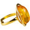 Pierścionek srebrny pozłacany z bursztynem - owalny klasyczny