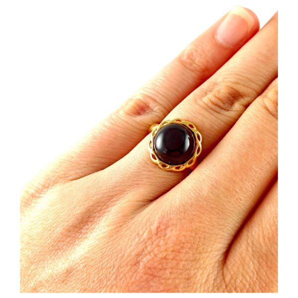 c693f0bcd6d881a32e5accfeefe5bdd2.jpg PIERŚCIONEK ZŁOTY MODNY z Bursztynem SREBRO 925 Pozłacane Regulowany PIĘKNY