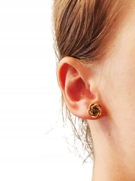 Kolczyki srebrne pozłacane z bursztynem