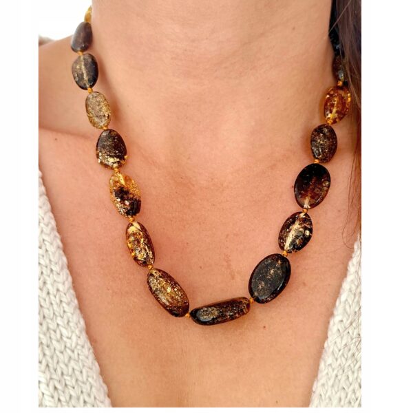 NASZYJNIK z CERTYFIKOWANYM BURSZTYNEM Ręcznie Wykonany ŚLICZNY PIĘKNY