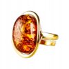 Pierścionek srebrny pozłacany z bursztynem - owalny klasyczny