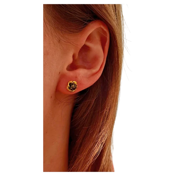 Kolczyki srebrne pozłacane z bursztynem