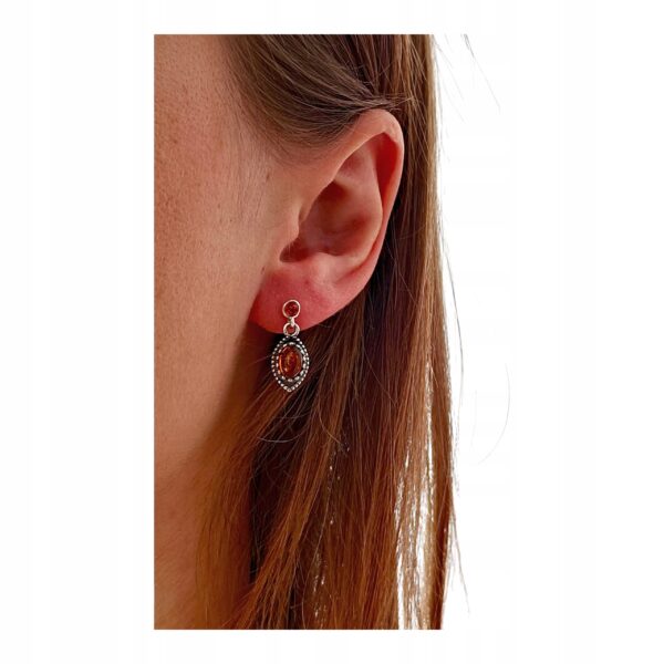 d0bafd43eeee0985ae2ea4361410d60d.jpg KOLCZYKI SREBRNE z CERTYFIKOWANYM Bursztynem OKSYDOWANE ŚLICZNE Srebro 925