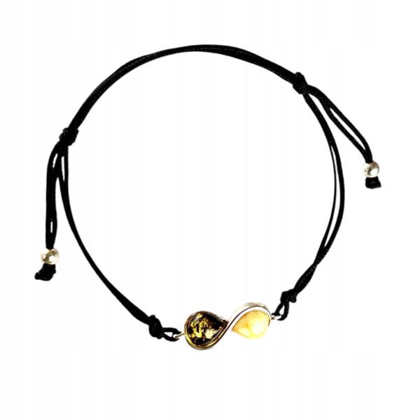 d538e27a98b07e9b24d7e5b1e348055b.jpg BRANSOLETKA SREBRNA na Sznurku NIESKOŃCZONOŚĆ z CERTYFIKOWANYM Bursztynem