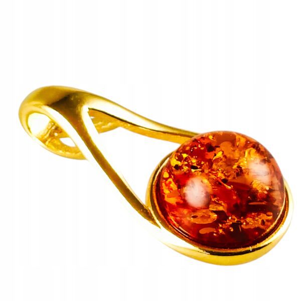 d7f7396dce985d4bf6e70bf4ab0eb380.jpg Wisiorek złoty z koniakowym bursztynem - delikatny - srebro pozłacane