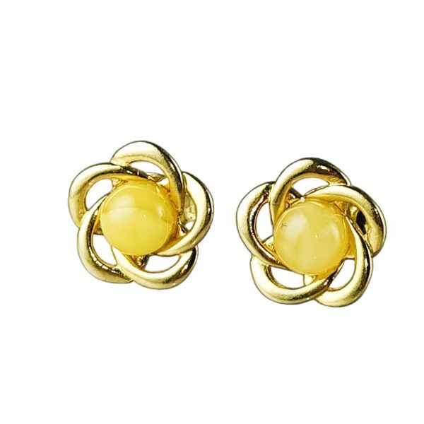 Kolczyki srebrne pozłacane z bursztynem