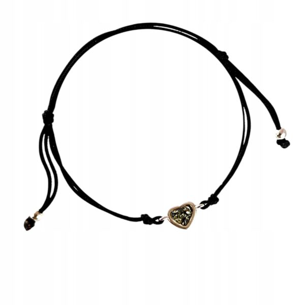 e0eb205ffe9b3af17c1e713846897d71.jpg BRANSOLETKA SREBRNA na Sznurku SERDUSZKO z CERTYFIKOWANYM Bursztynem PIĘKNA