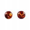 Kolczyki srebrne bursztynowe okrągłe - koniakowy bursztyn