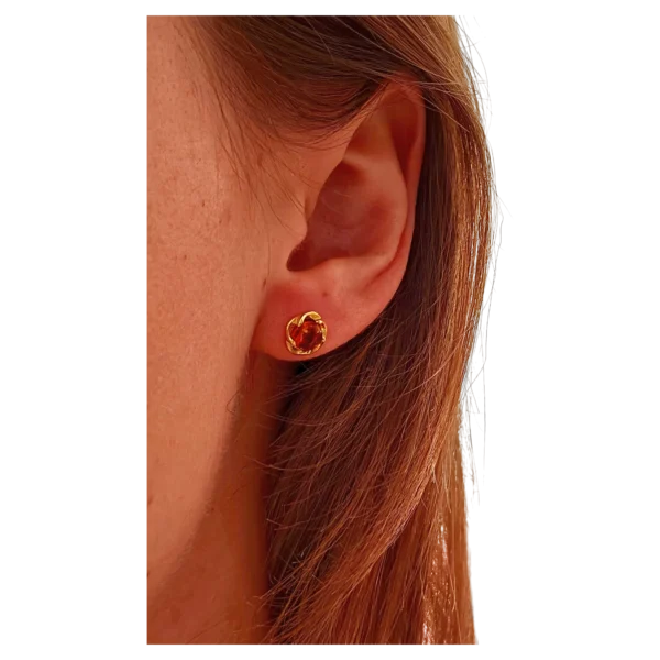 Kolczyki srebrne pozłacane z bursztynem