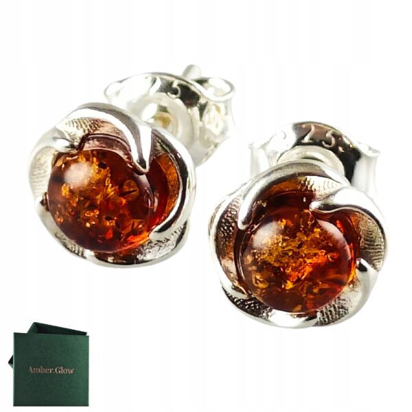 Kolczyki srebrne z bursztynem