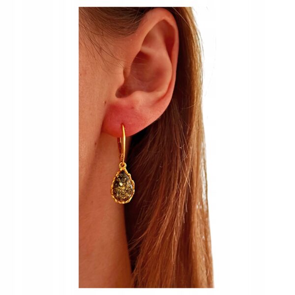 eef6f493e96d81c103f4e8e3f8d265ce.jpg KOLCZYKI ZŁOTE z CERTYFIKOWANYM Bursztynem WISZĄCE PIĘKNE Srebro Pozłacane