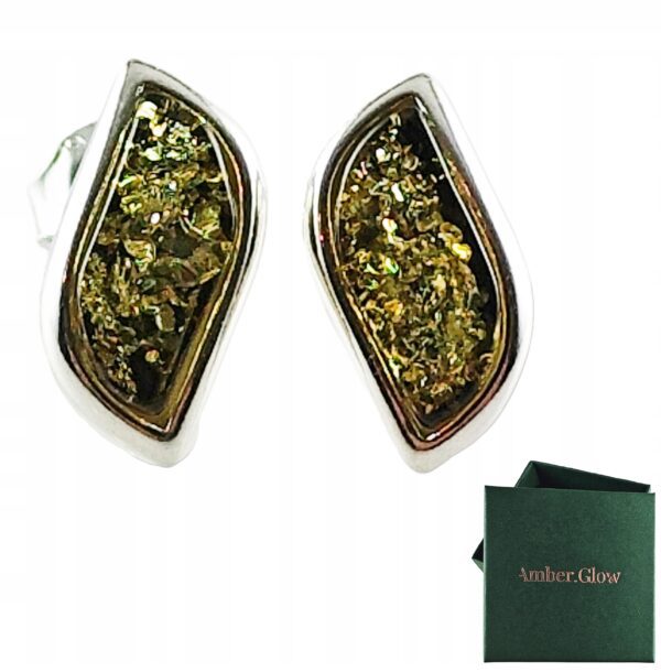 KOLCZYKI SREBRNE z BURSZTYNEM Bałtyckim ELEGANCKIE Sztyft SREBRO PREZENT