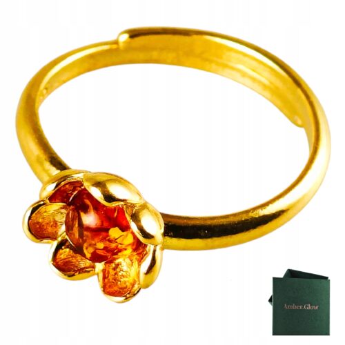 fc5d4f17f26956dae166a5ca50715d8d.jpg Pierścionek srebrny pozłacany z bursztynem - kwiatek