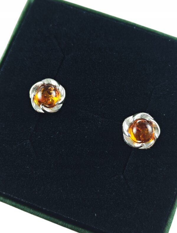 Kolczyki srebrne z bursztynem