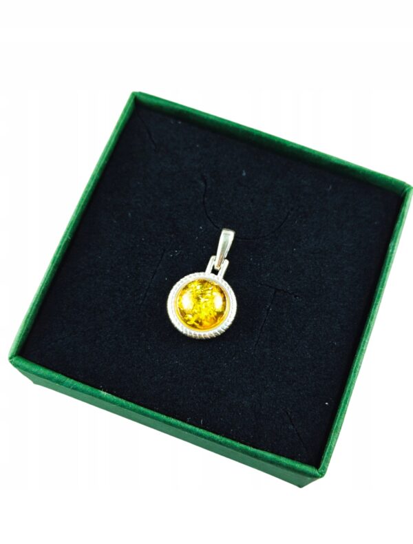 WISIOREK SREBRNY Z BURSZTYNEM BAŁTYCKIM ZAWIESZKA OKRĄGŁY SREBRO 925