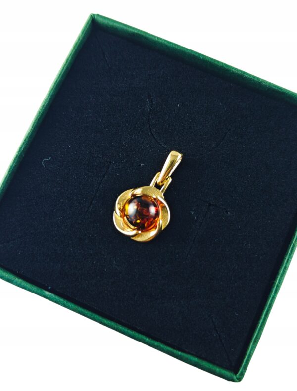 Wisiorek Srebrny z Bursztynem Bałtyckim Złoty Pozłacany Srebro