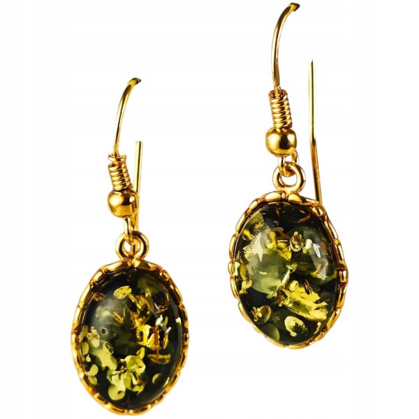 Kolczyki srebrne pozłacane z bursztynem - wiszące