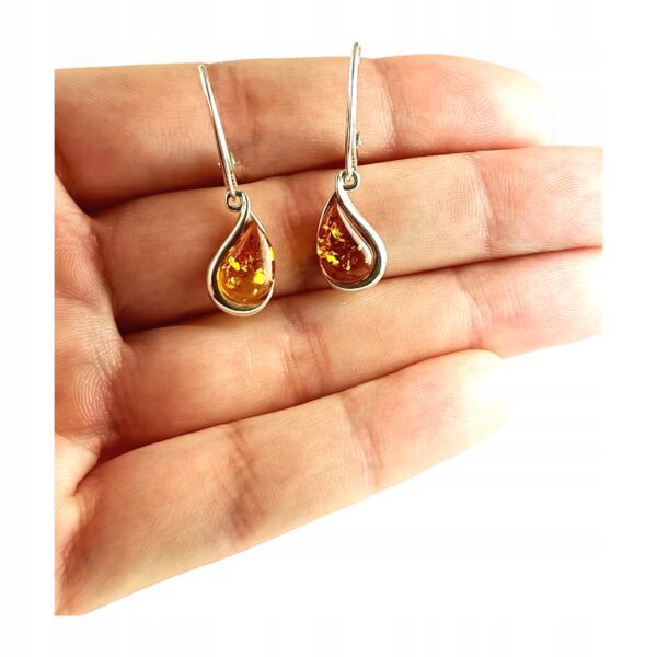 KOLCZYKI SREBRNE z CERTYFIKOWANYM Bursztynem Zapięcie Angielskie PIĘKNE