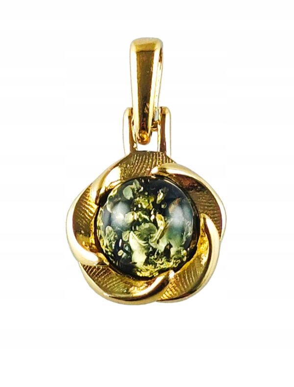 Wisiorek Srebrny z Bursztynem Bałtyckim Złoty Pozłacany Srebro