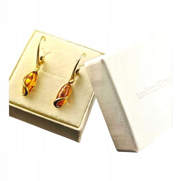 22c6c327aebf92e5071e2d69dd24f877.jpg KOLCZYKI ZŁOTE z CERTYFIKOWANYM Bursztynem WISZĄCE PIĘKNE SREBRO POZŁACANE