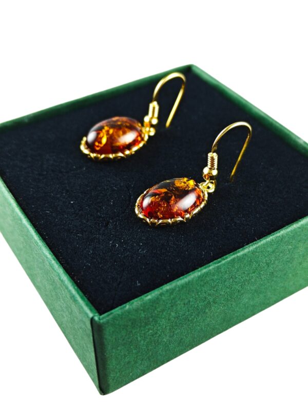 Kolczyki srebrne pozłacane z bursztynem - wiszące