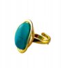 Pierścionek złoty z dużym turkusem - Srebro pozłacane 925 - Piękny elegancki