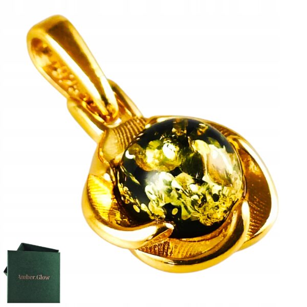 Wisiorek Srebrny z Bursztynem Bałtyckim Złoty Pozłacany Srebro
