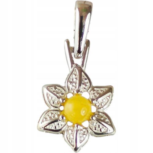 WISIOREK SREBRNY z Bursztynem Srebro 925 Śliczny KWIATEK