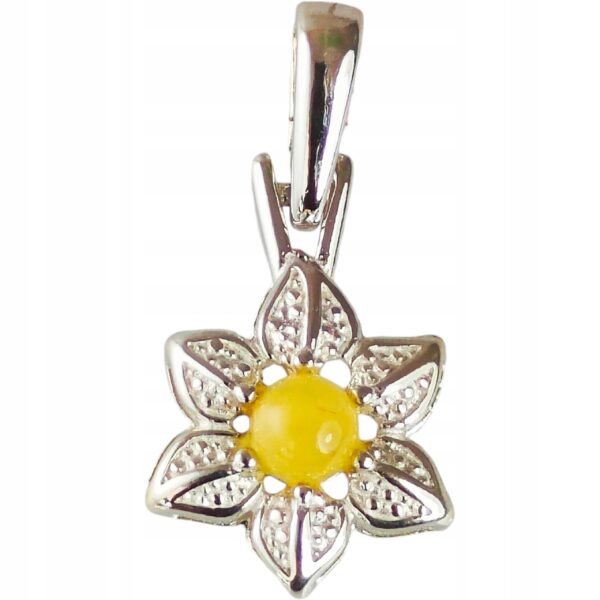 WISIOREK SREBRNY z Bursztynem Srebro 925 Śliczny KWIATEK