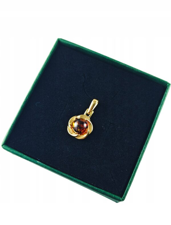 Wisiorek Srebrny z Bursztynem Bałtyckim Złoty Pozłacany Srebro