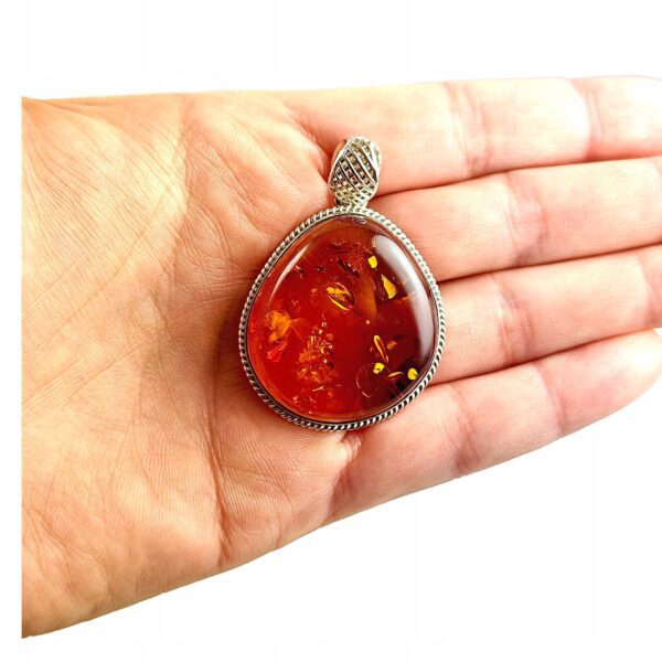 32698069ef8cf14f7dbc06ad300cd2a7.jpg WISIOREK SREBRNY z CERTYFIKOWANYM Bursztynem NIEPOWTARZALNY SREBRO 925