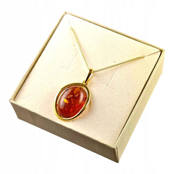 WISIOREK ZŁOTY Z CERTYFIKOWANYM BURSZTYNEM ZAWIESZKA SREBRO POZŁACANE 925