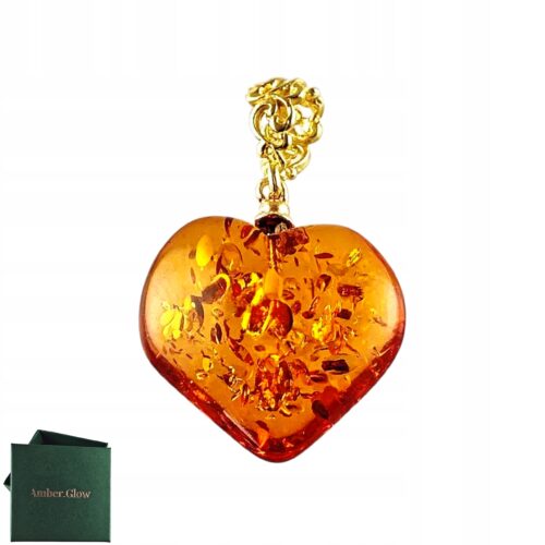 36f7b9431e3b9a27b7077f16c5ac6f26.jpg Serce SERDUSZKO Wisiorek Z CERTYFIKOWANEGO bursztynu pozłacane Srebro 925