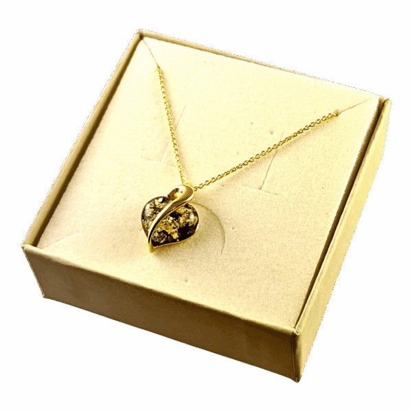 Wisiorek złoty serce serduszko z bursztynem - Srebro pozłacane 925