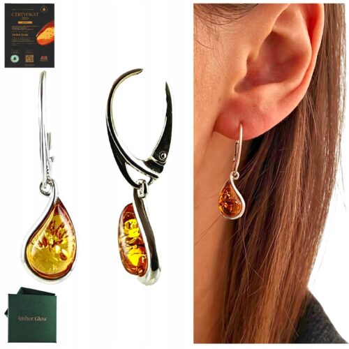 3a584fb1a6c14a81196aa8918bd7d3b5.jpg KOLCZYKI SREBRNE z CERTYFIKOWANYM Bursztynem Zapięcie Angielskie PIĘKNE