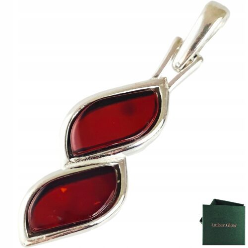 PIĘKNY SREBRNY WISIOREK Z BURSZTYNEM ZAWIESZKA SREBRO 925