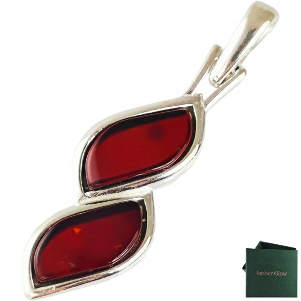 PIĘKNY SREBRNY WISIOREK Z BURSZTYNEM ZAWIESZKA SREBRO 925