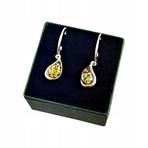 KOLCZYKI SREBRNE z CERTYFIKOWANYM Bursztynem Zapięcie Angielskie PIĘKNE