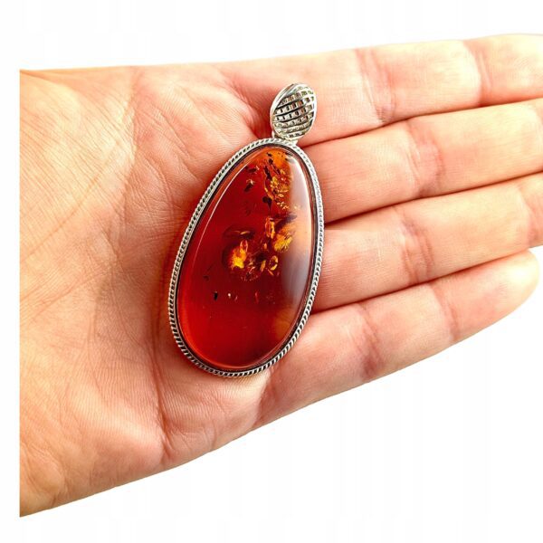 WISIOREK SREBRNY z CERTYFIKOWANYM Bursztynem NIEPOWTARZALNY SREBRO 925